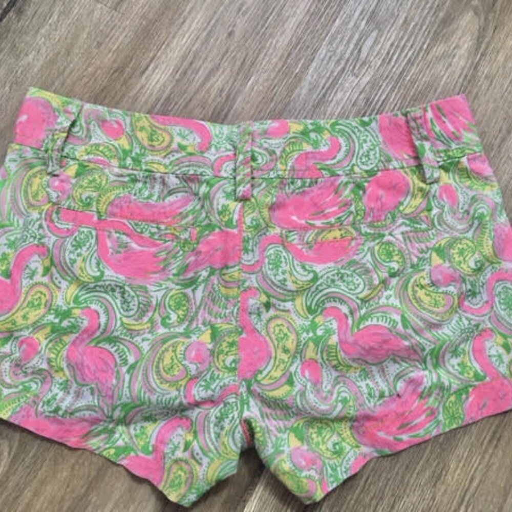 Lily Pulitzer Walsh Shorts Hot Wings Flamingos Size 2 - Picture 3 of 6